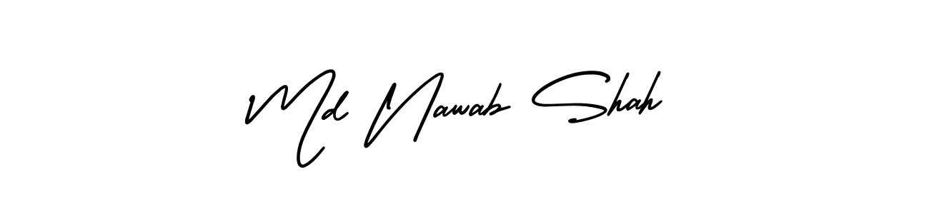 The best way (AmerikaSignatureDemo-Regular) to make a short signature is to pick only two or three words in your name. The name Md Nawab Shah include a total of six letters. For converting this name. Md Nawab Shah signature style 3 images and pictures png