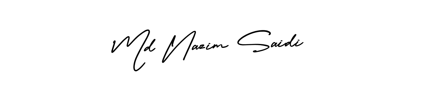 This is the best signature style for the Md Nazim Saidi name. Also you like these signature font (AmerikaSignatureDemo-Regular). Mix name signature. Md Nazim Saidi signature style 3 images and pictures png