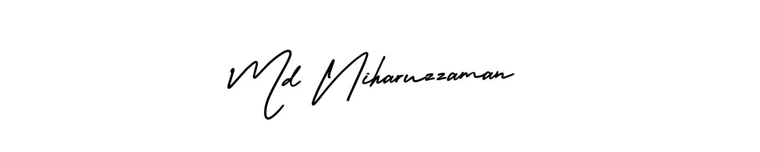 You should practise on your own different ways (AmerikaSignatureDemo-Regular) to write your name (Md Niharuzzaman) in signature. don't let someone else do it for you. Md Niharuzzaman signature style 3 images and pictures png