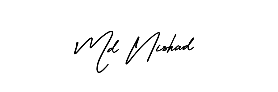if you are searching for the best signature style for your name Md Nishad. so please give up your signature search. here we have designed multiple signature styles  using AmerikaSignatureDemo-Regular. Md Nishad signature style 3 images and pictures png
