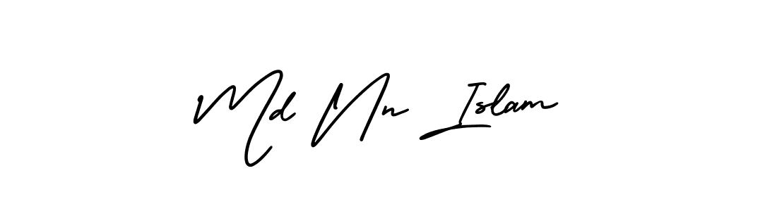 The best way (AmerikaSignatureDemo-Regular) to make a short signature is to pick only two or three words in your name. The name Md Nn Islam include a total of six letters. For converting this name. Md Nn Islam signature style 3 images and pictures png