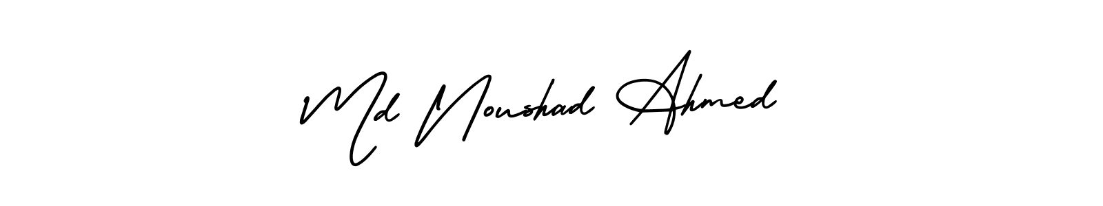 You should practise on your own different ways (AmerikaSignatureDemo-Regular) to write your name (Md Noushad Ahmed) in signature. don't let someone else do it for you. Md Noushad Ahmed signature style 3 images and pictures png