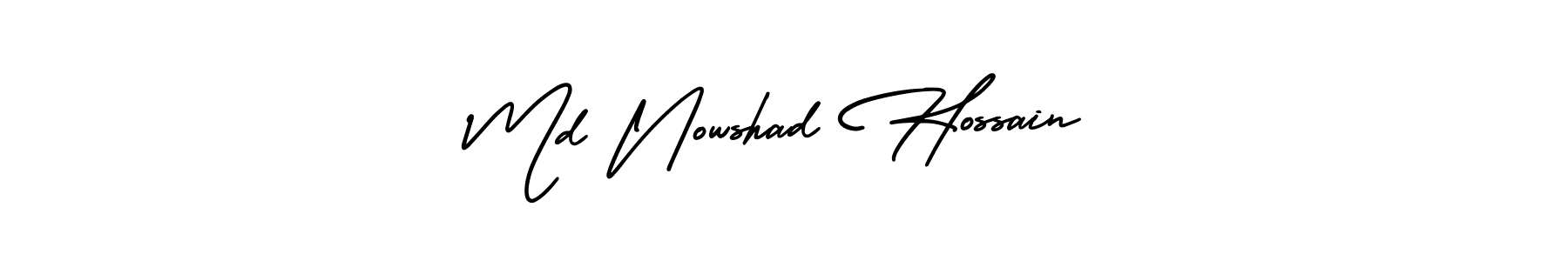 AmerikaSignatureDemo-Regular is a professional signature style that is perfect for those who want to add a touch of class to their signature. It is also a great choice for those who want to make their signature more unique. Get Md Nowshad Hossain name to fancy signature for free. Md Nowshad Hossain signature style 3 images and pictures png