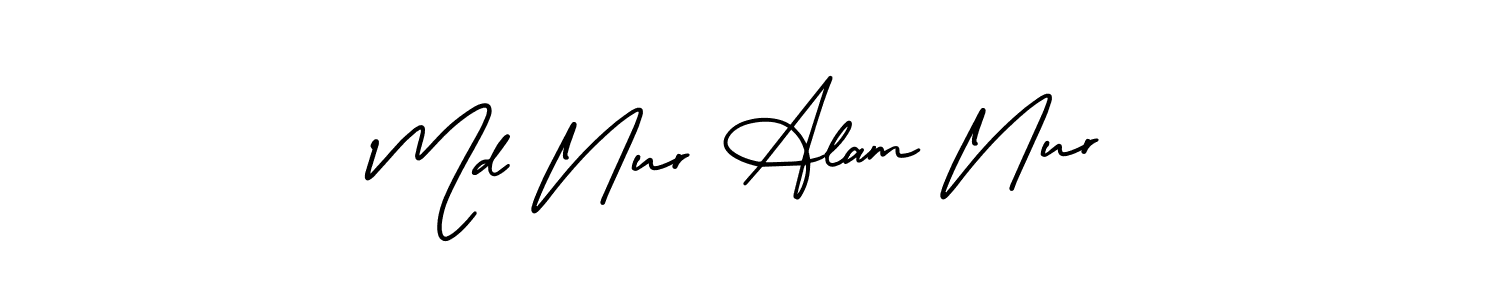 Use a signature maker to create a handwritten signature online. With this signature software, you can design (AmerikaSignatureDemo-Regular) your own signature for name Md Nur Alam Nur. Md Nur Alam Nur signature style 3 images and pictures png