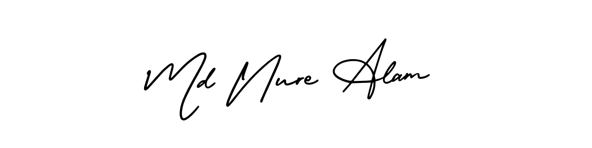 You should practise on your own different ways (AmerikaSignatureDemo-Regular) to write your name (Md Nure Alam) in signature. don't let someone else do it for you. Md Nure Alam signature style 3 images and pictures png