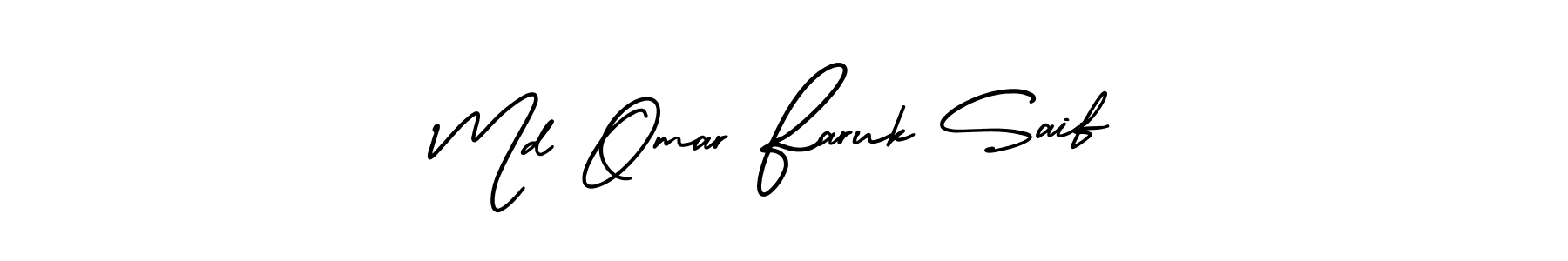 The best way (AmerikaSignatureDemo-Regular) to make a short signature is to pick only two or three words in your name. The name Md Omar Faruk Saif include a total of six letters. For converting this name. Md Omar Faruk Saif signature style 3 images and pictures png