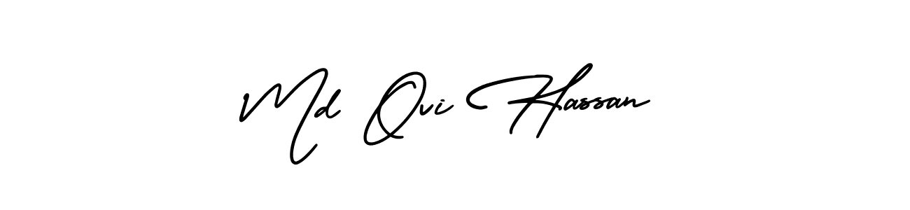 Md Ovi Hassan stylish signature style. Best Handwritten Sign (AmerikaSignatureDemo-Regular) for my name. Handwritten Signature Collection Ideas for my name Md Ovi Hassan. Md Ovi Hassan signature style 3 images and pictures png