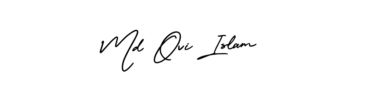 Md Ovi Islam stylish signature style. Best Handwritten Sign (AmerikaSignatureDemo-Regular) for my name. Handwritten Signature Collection Ideas for my name Md Ovi Islam. Md Ovi Islam signature style 3 images and pictures png