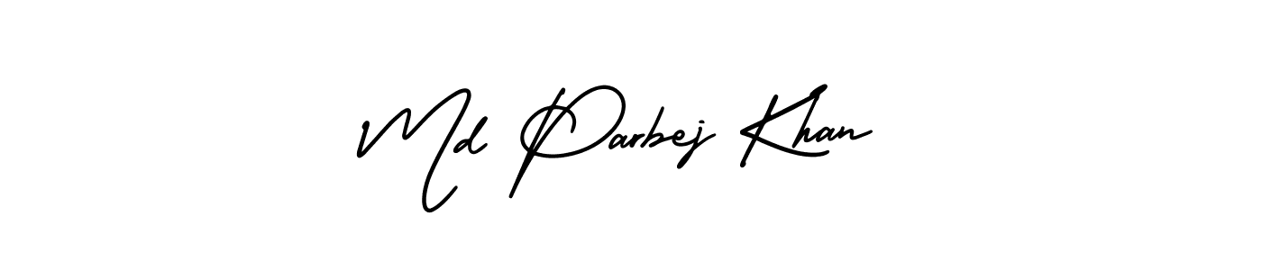 You should practise on your own different ways (AmerikaSignatureDemo-Regular) to write your name (Md Parbej Khan) in signature. don't let someone else do it for you. Md Parbej Khan signature style 3 images and pictures png