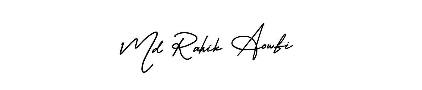 You should practise on your own different ways (AmerikaSignatureDemo-Regular) to write your name (Md Rahik Aowfi) in signature. don't let someone else do it for you. Md Rahik Aowfi signature style 3 images and pictures png