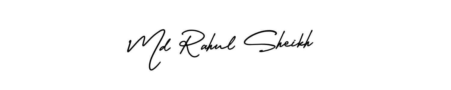 You should practise on your own different ways (AmerikaSignatureDemo-Regular) to write your name (Md Rahul Sheikh) in signature. don't let someone else do it for you. Md Rahul Sheikh signature style 3 images and pictures png