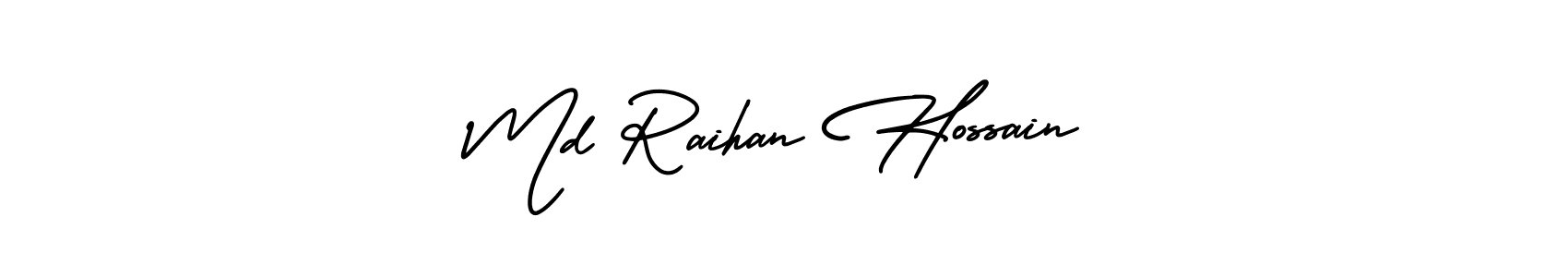 AmerikaSignatureDemo-Regular is a professional signature style that is perfect for those who want to add a touch of class to their signature. It is also a great choice for those who want to make their signature more unique. Get Md Raihan Hossain name to fancy signature for free. Md Raihan Hossain signature style 3 images and pictures png