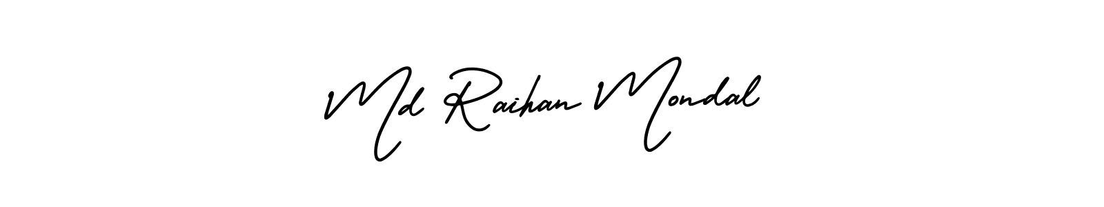 You should practise on your own different ways (AmerikaSignatureDemo-Regular) to write your name (Md Raihan Mondal) in signature. don't let someone else do it for you. Md Raihan Mondal signature style 3 images and pictures png