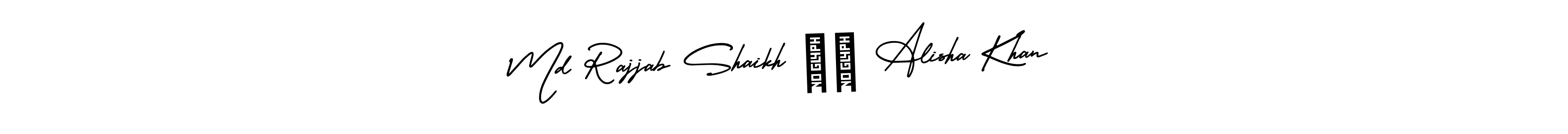 Also You can easily find your signature by using the search form. We will create Md Rajjab Shaikh ❤️ Alisha Khan name handwritten signature images for you free of cost using AmerikaSignatureDemo-Regular sign style. Md Rajjab Shaikh ❤️ Alisha Khan signature style 3 images and pictures png
