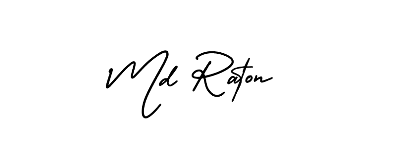 How to make Md Raton name signature. Use AmerikaSignatureDemo-Regular style for creating short signs online. This is the latest handwritten sign. Md Raton signature style 3 images and pictures png