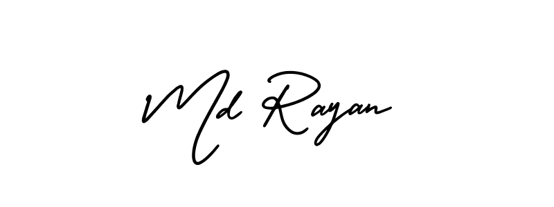 The best way (AmerikaSignatureDemo-Regular) to make a short signature is to pick only two or three words in your name. The name Md Rayan include a total of six letters. For converting this name. Md Rayan signature style 3 images and pictures png
