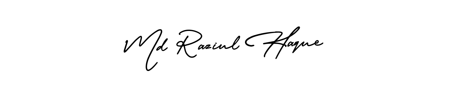 The best way (AmerikaSignatureDemo-Regular) to make a short signature is to pick only two or three words in your name. The name Md Raziul Haque include a total of six letters. For converting this name. Md Raziul Haque signature style 3 images and pictures png