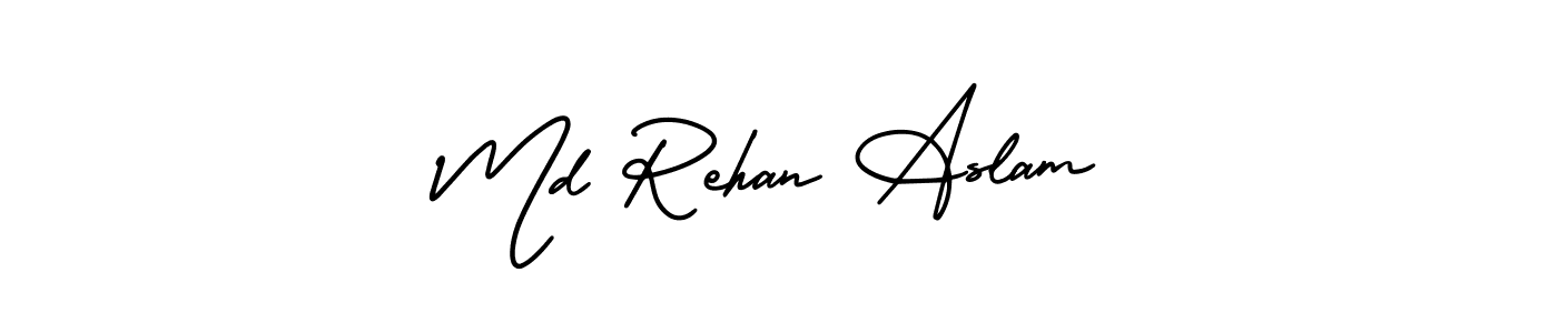 You should practise on your own different ways (AmerikaSignatureDemo-Regular) to write your name (Md Rehan Aslam) in signature. don't let someone else do it for you. Md Rehan Aslam signature style 3 images and pictures png