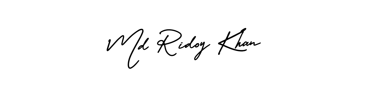 The best way (AmerikaSignatureDemo-Regular) to make a short signature is to pick only two or three words in your name. The name Md Ridoy Khan include a total of six letters. For converting this name. Md Ridoy Khan signature style 3 images and pictures png