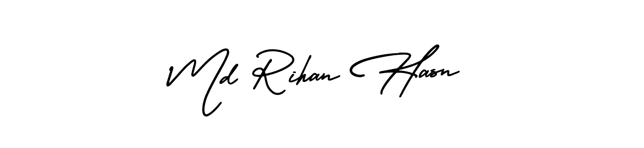 You should practise on your own different ways (AmerikaSignatureDemo-Regular) to write your name (Md Rihan Hasn) in signature. don't let someone else do it for you. Md Rihan Hasn signature style 3 images and pictures png