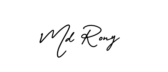 The best way (AmerikaSignatureDemo-Regular) to make a short signature is to pick only two or three words in your name. The name Md Rony include a total of six letters. For converting this name. Md Rony signature style 3 images and pictures png