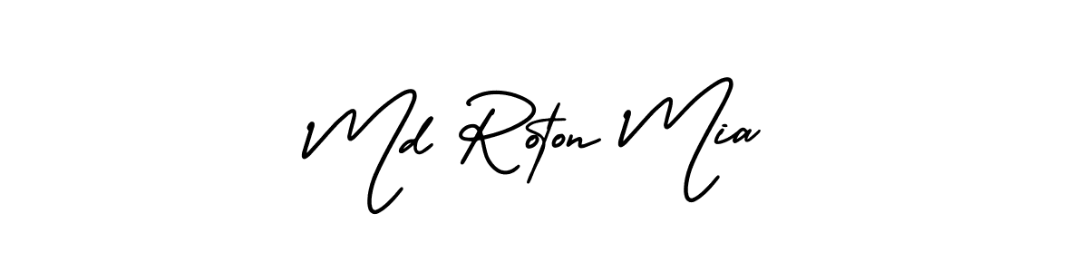 Use a signature maker to create a handwritten signature online. With this signature software, you can design (AmerikaSignatureDemo-Regular) your own signature for name Md Roton Mia. Md Roton Mia signature style 3 images and pictures png