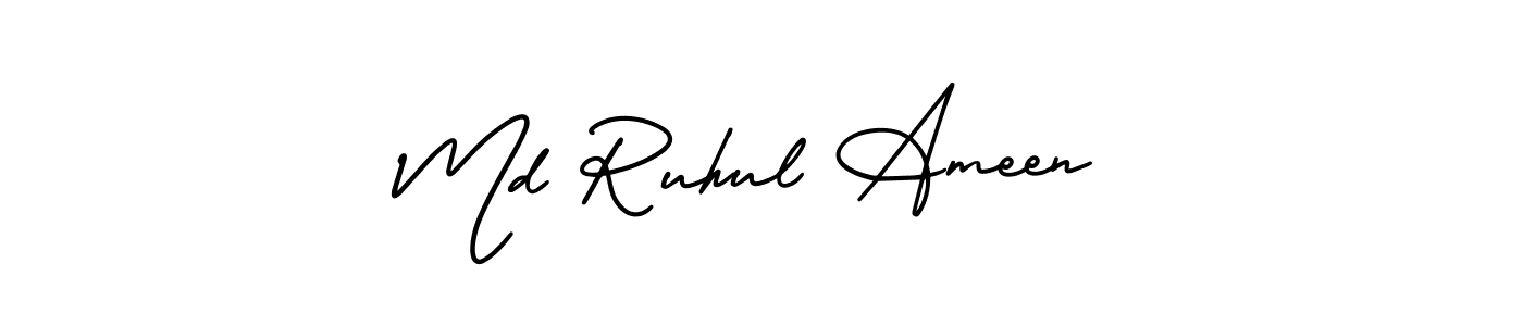 How to make Md Ruhul Ameen name signature. Use AmerikaSignatureDemo-Regular style for creating short signs online. This is the latest handwritten sign. Md Ruhul Ameen signature style 3 images and pictures png