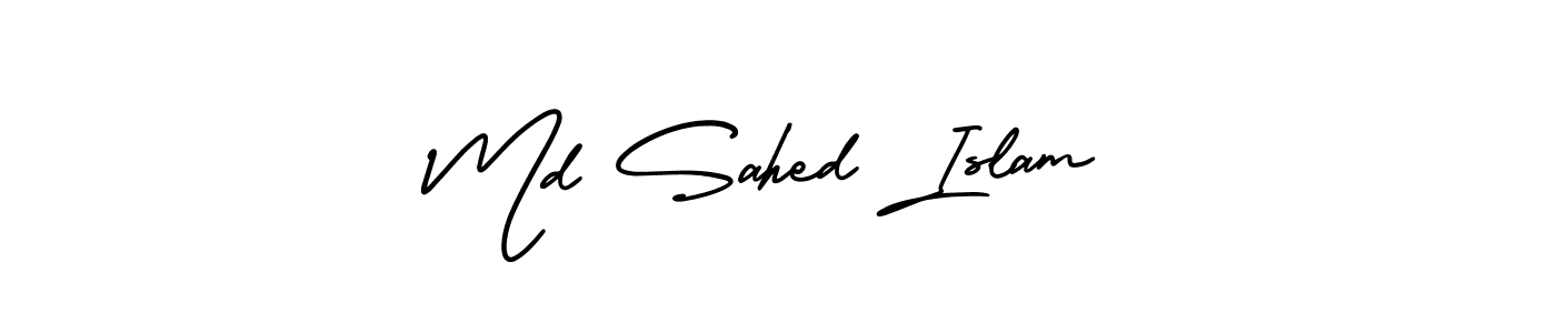 The best way (AmerikaSignatureDemo-Regular) to make a short signature is to pick only two or three words in your name. The name Md Sahed Islam include a total of six letters. For converting this name. Md Sahed Islam signature style 3 images and pictures png