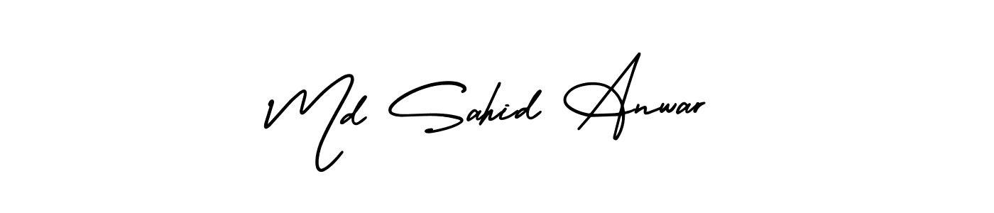 You should practise on your own different ways (AmerikaSignatureDemo-Regular) to write your name (Md Sahid Anwar) in signature. don't let someone else do it for you. Md Sahid Anwar signature style 3 images and pictures png
