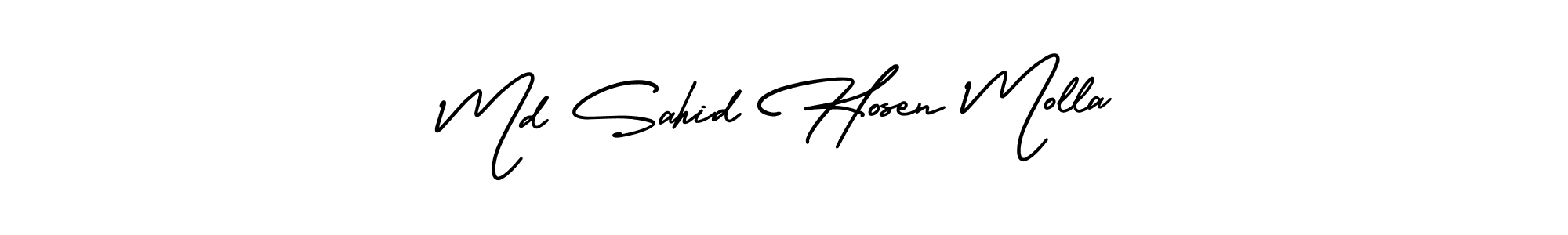 This is the best signature style for the Md Sahid Hosen Molla name. Also you like these signature font (AmerikaSignatureDemo-Regular). Mix name signature. Md Sahid Hosen Molla signature style 3 images and pictures png