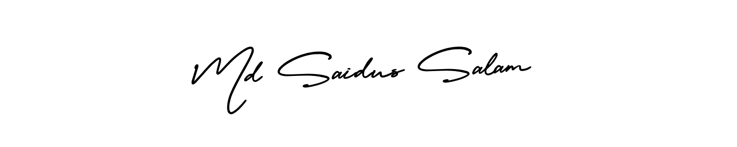 The best way (AmerikaSignatureDemo-Regular) to make a short signature is to pick only two or three words in your name. The name Md Saidus Salam include a total of six letters. For converting this name. Md Saidus Salam signature style 3 images and pictures png