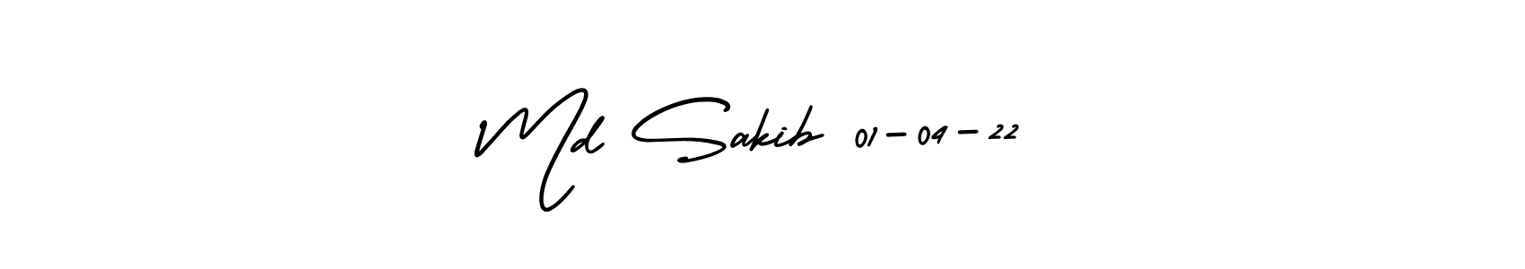 How to make Md Sakib 01-04-22 name signature. Use AmerikaSignatureDemo-Regular style for creating short signs online. This is the latest handwritten sign. Md Sakib 01-04-22 signature style 3 images and pictures png