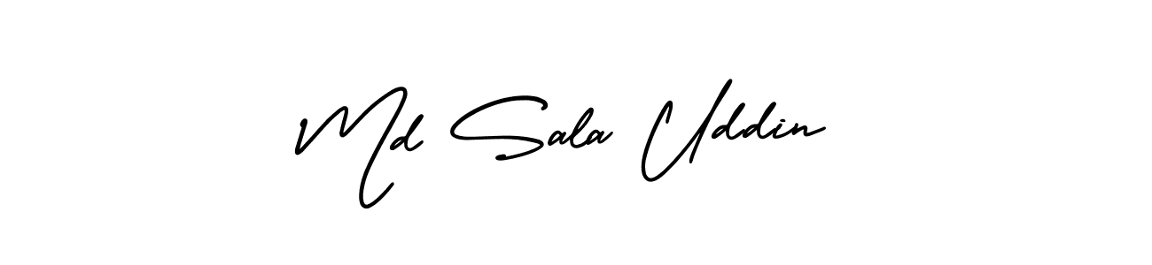 You should practise on your own different ways (AmerikaSignatureDemo-Regular) to write your name (Md Sala Uddin) in signature. don't let someone else do it for you. Md Sala Uddin signature style 3 images and pictures png