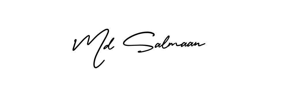 You should practise on your own different ways (AmerikaSignatureDemo-Regular) to write your name (Md Salmaan) in signature. don't let someone else do it for you. Md Salmaan signature style 3 images and pictures png