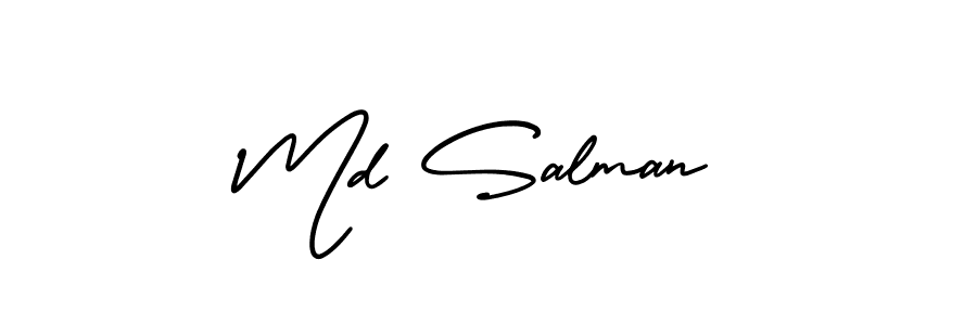 You should practise on your own different ways (AmerikaSignatureDemo-Regular) to write your name (Md Salman) in signature. don't let someone else do it for you. Md Salman signature style 3 images and pictures png