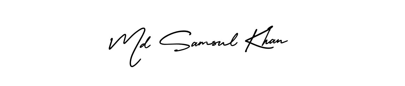 How to make Md Samsul Khan name signature. Use AmerikaSignatureDemo-Regular style for creating short signs online. This is the latest handwritten sign. Md Samsul Khan signature style 3 images and pictures png