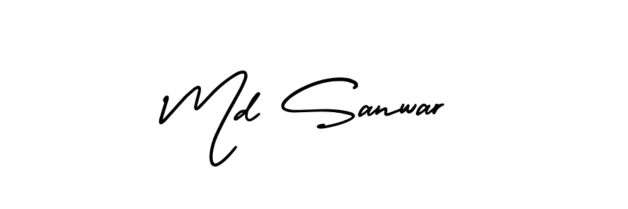 How to make Md Sanwar name signature. Use AmerikaSignatureDemo-Regular style for creating short signs online. This is the latest handwritten sign. Md Sanwar signature style 3 images and pictures png