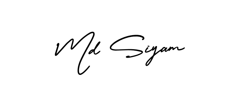 How to make Md Siyam name signature. Use AmerikaSignatureDemo-Regular style for creating short signs online. This is the latest handwritten sign. Md Siyam signature style 3 images and pictures png