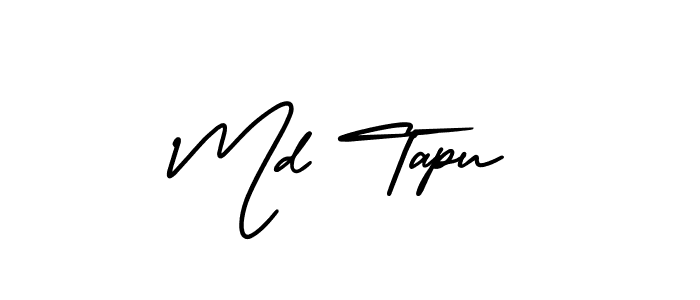 How to make Md Tapu name signature. Use AmerikaSignatureDemo-Regular style for creating short signs online. This is the latest handwritten sign. Md Tapu signature style 3 images and pictures png