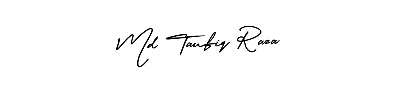 The best way (AmerikaSignatureDemo-Regular) to make a short signature is to pick only two or three words in your name. The name Md Taufiq Raza include a total of six letters. For converting this name. Md Taufiq Raza signature style 3 images and pictures png