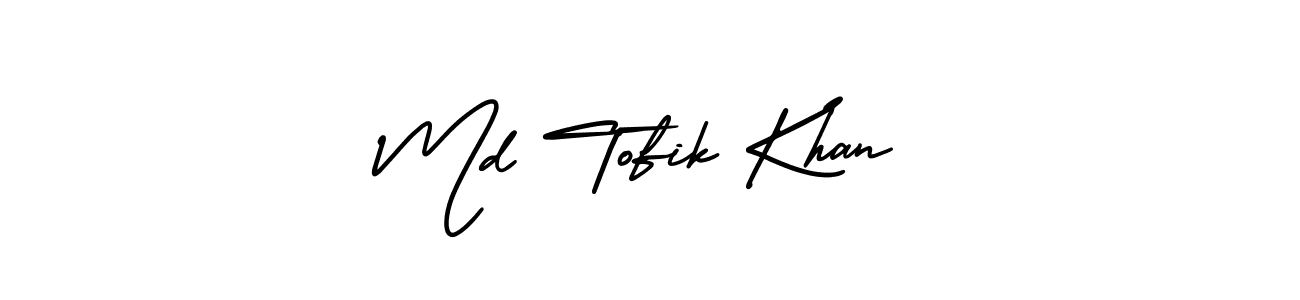 if you are searching for the best signature style for your name Md Tofik Khan. so please give up your signature search. here we have designed multiple signature styles  using AmerikaSignatureDemo-Regular. Md Tofik Khan signature style 3 images and pictures png