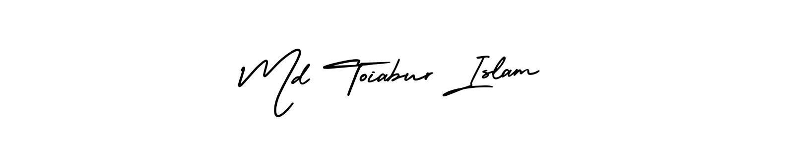 You should practise on your own different ways (AmerikaSignatureDemo-Regular) to write your name (Md Toiabur Islam) in signature. don't let someone else do it for you. Md Toiabur Islam signature style 3 images and pictures png