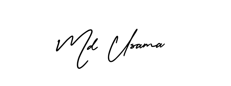 The best way (AmerikaSignatureDemo-Regular) to make a short signature is to pick only two or three words in your name. The name Md Usama include a total of six letters. For converting this name. Md Usama signature style 3 images and pictures png