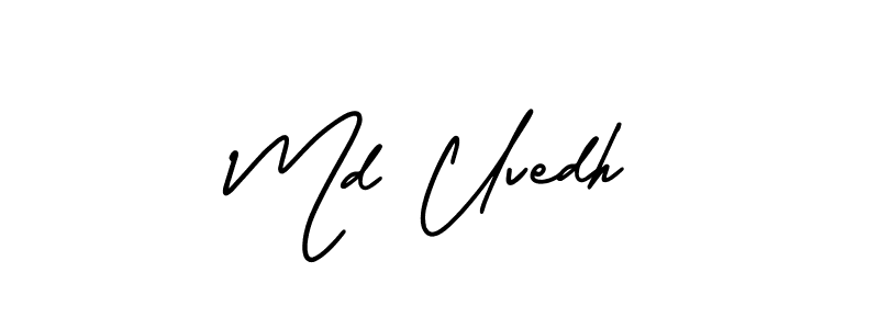 The best way (AmerikaSignatureDemo-Regular) to make a short signature is to pick only two or three words in your name. The name Md Uvedh include a total of six letters. For converting this name. Md Uvedh signature style 3 images and pictures png