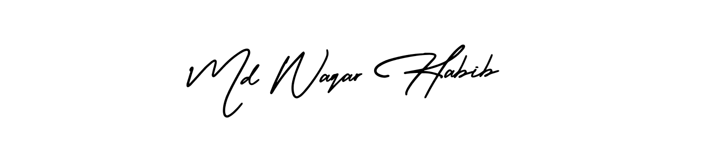 Similarly AmerikaSignatureDemo-Regular is the best handwritten signature design. Signature creator online .You can use it as an online autograph creator for name Md Waqar Habib. Md Waqar Habib signature style 3 images and pictures png