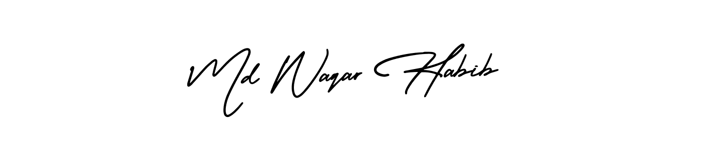 Similarly AmerikaSignatureDemo-Regular is the best handwritten signature design. Signature creator online .You can use it as an online autograph creator for name Md Waqar Habib. Md Waqar Habib signature style 3 images and pictures png