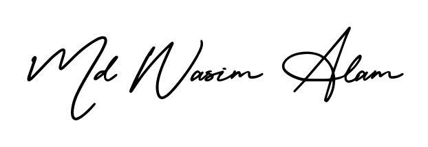 Give your name Md Wasim Alam an exquisite flair with the AmerikaSignatureDemo-Regular script font. Ideal for contracts, resumes, and formal letterheads. Md Wasim Alam signature style 3 images and pictures png