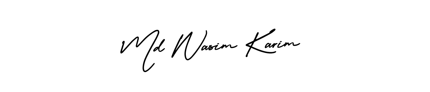 You should practise on your own different ways (AmerikaSignatureDemo-Regular) to write your name (Md Wasim Karim) in signature. don't let someone else do it for you. Md Wasim Karim signature style 3 images and pictures png