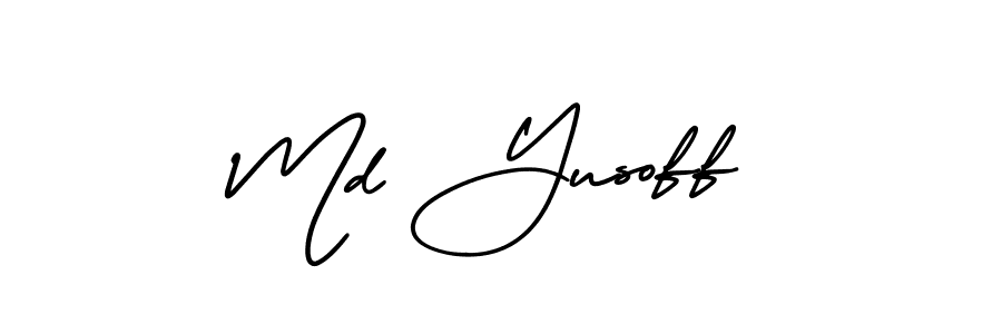This is the best signature style for the Md Yusoff name. Also you like these signature font (AmerikaSignatureDemo-Regular). Mix name signature. Md Yusoff signature style 3 images and pictures png