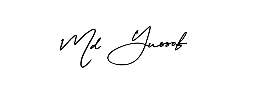 You should practise on your own different ways (AmerikaSignatureDemo-Regular) to write your name (Md Yussof) in signature. don't let someone else do it for you. Md Yussof signature style 3 images and pictures png